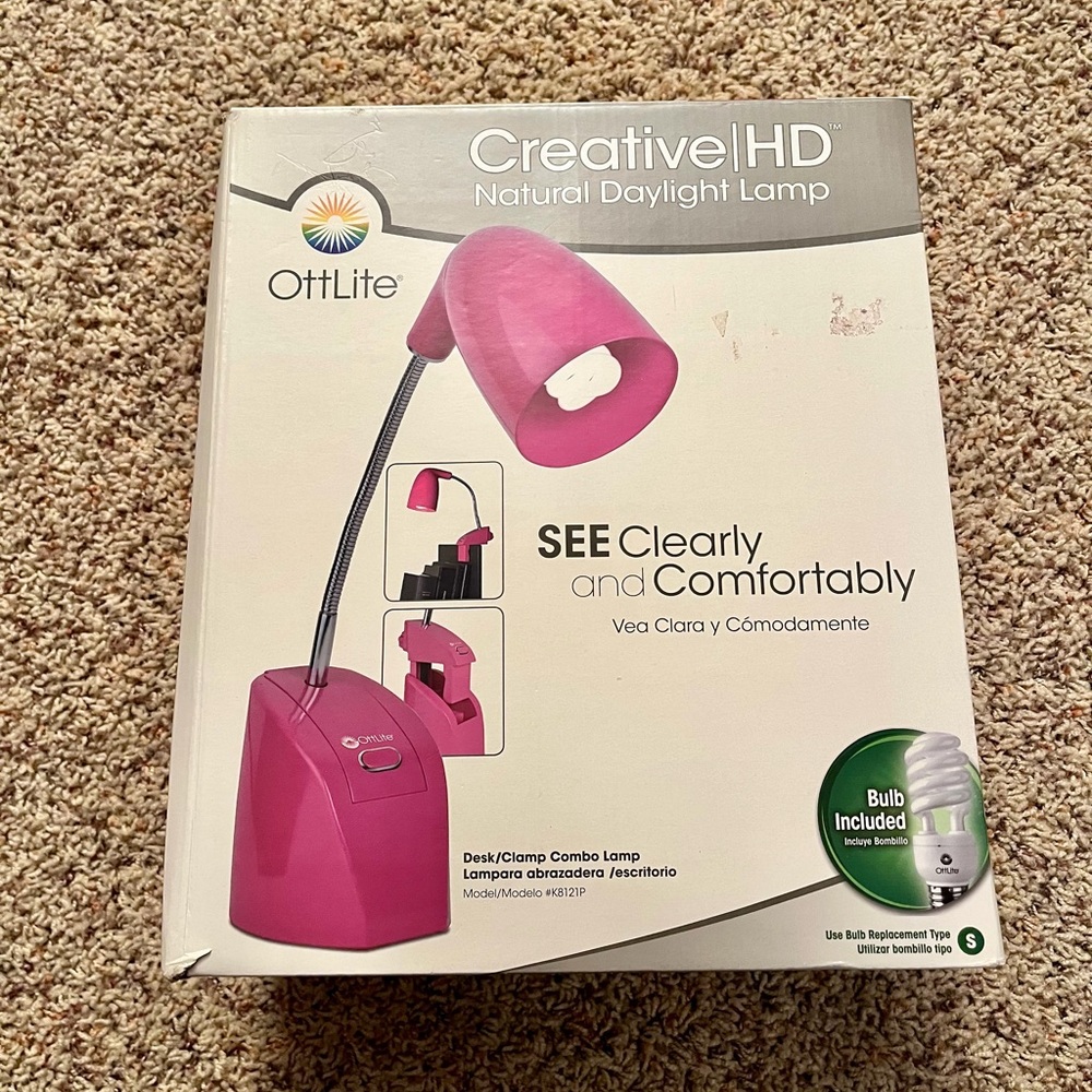 OttLite Pink Desk Lamp